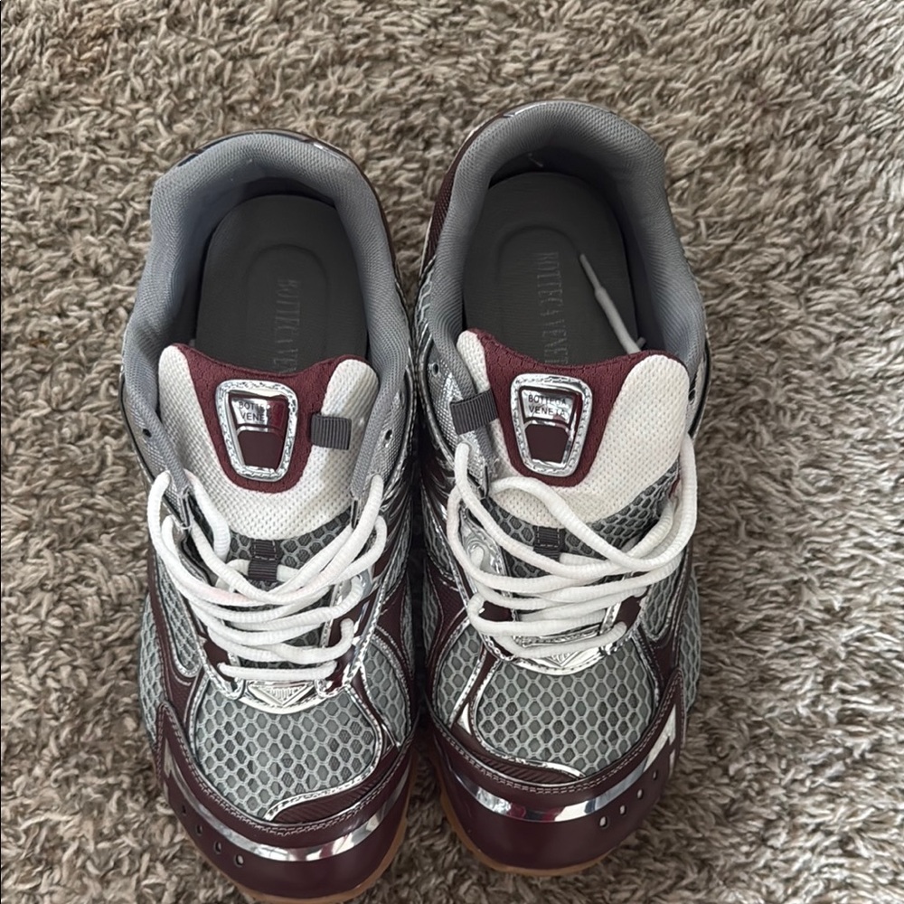 Balenciaga Gray and Burgundy Sneakers